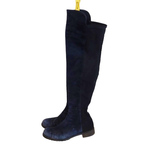 𝅺Stuart Weitzman Suede Riding Boots Navy/Black - Picture 3 of 7